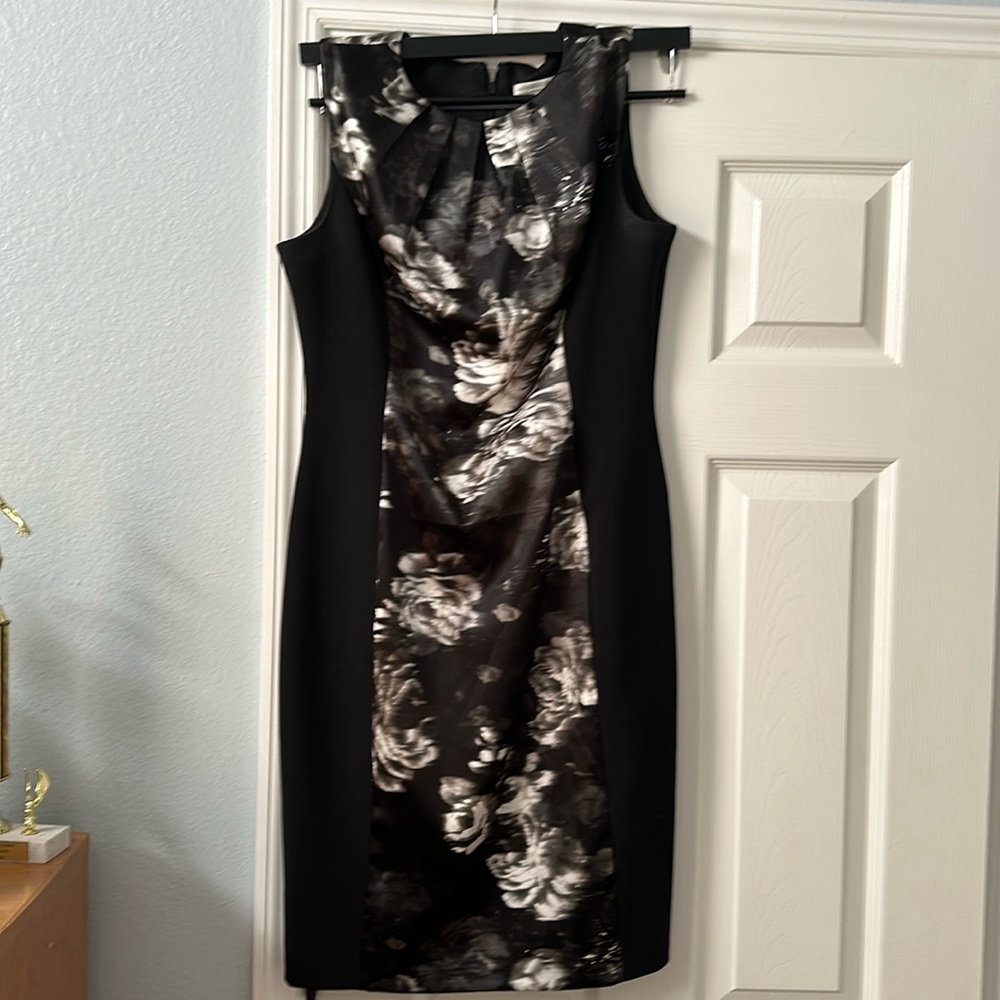 Classic Black dress w/white rose print.